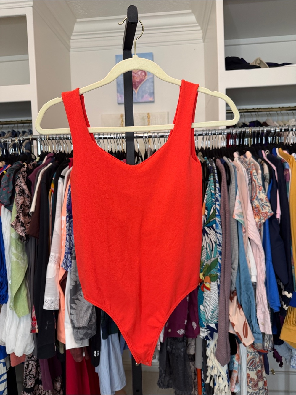 Free people bright orange tank bodysuit size XS/S